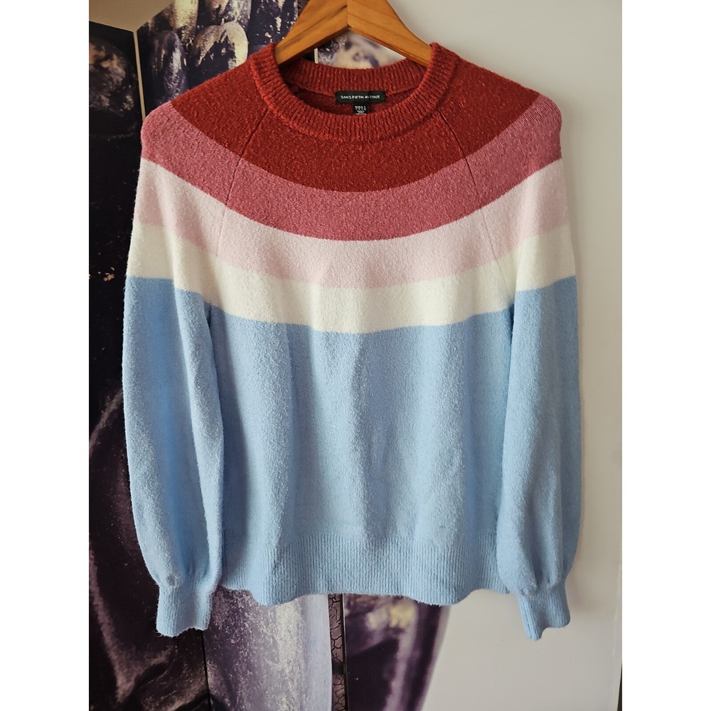 SAKS FIFTH AVENUE Women's Colorblock Multi Crew Neck Acrylic Pullover Sweater S